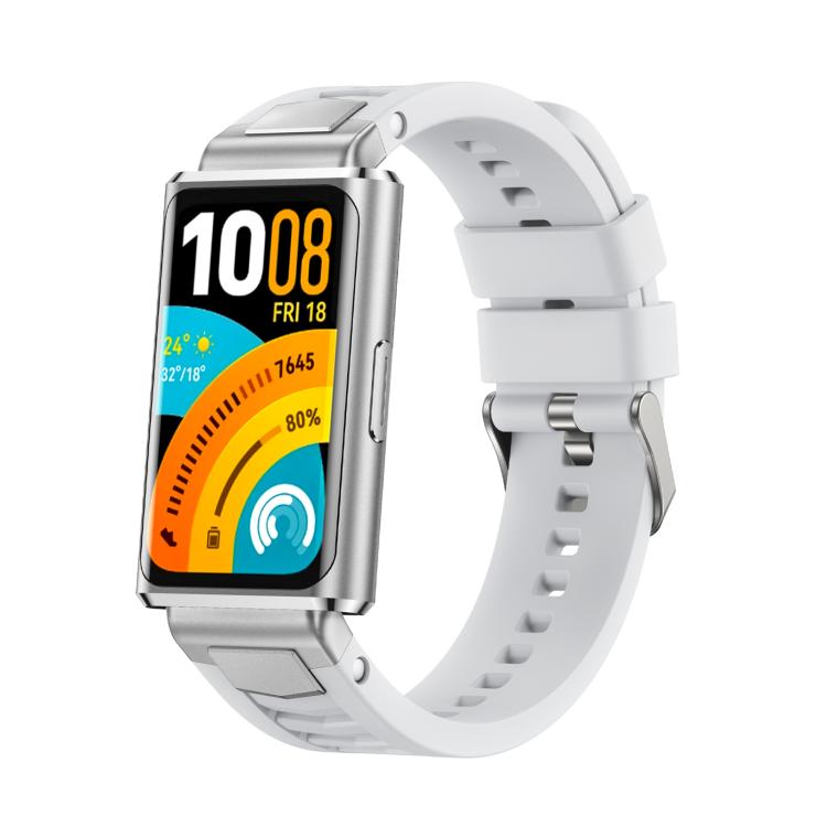 Cinturino per orologio in silicone con fibbia ad sgancio rapido in metallo e perno argentato., For Huawei Band 11 / Band 11 Pro