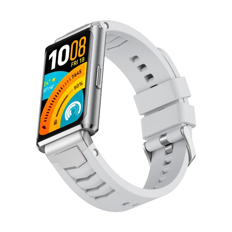 Cinturino per orologio in silicone con fibbia ad sgancio rapido in metallo e perno argentato., For Huawei Band 11 / Band 11 Pro