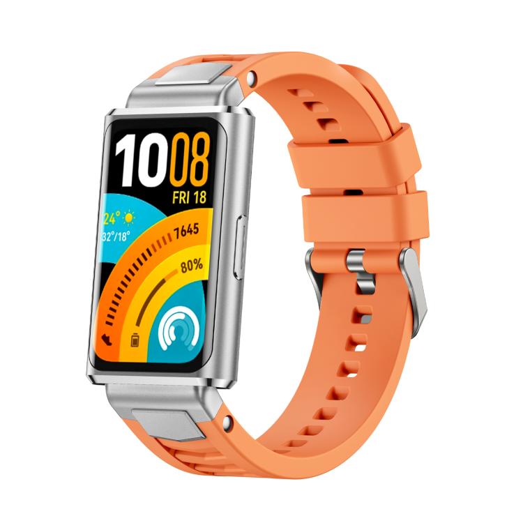 Cinturino per orologio in silicone con fibbia ad sgancio rapido in metallo e perno argentato., For Huawei Band 11 / Band 11 Pro