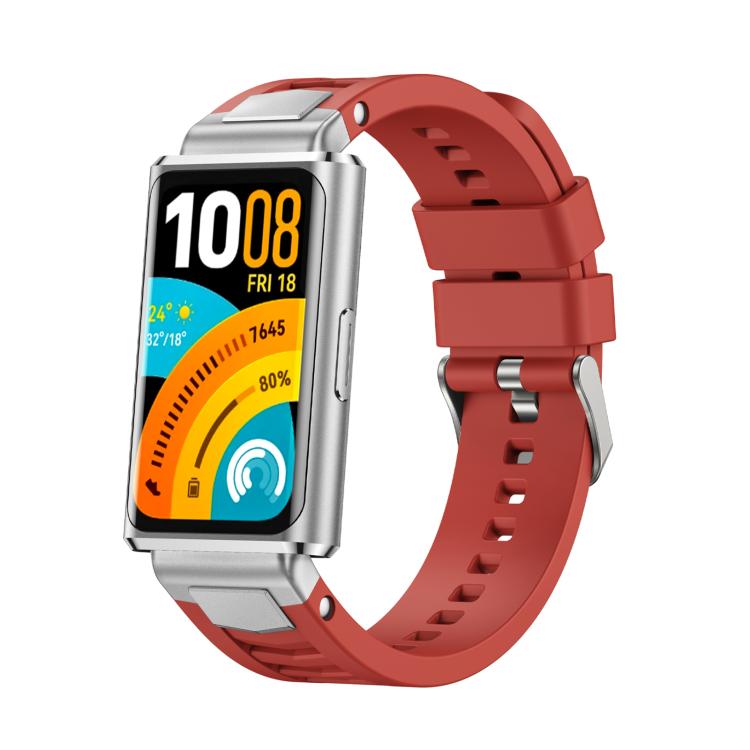 Cinturino per orologio in silicone con fibbia ad sgancio rapido in metallo e perno argentato., For Huawei Band 11 / Band 11 Pro