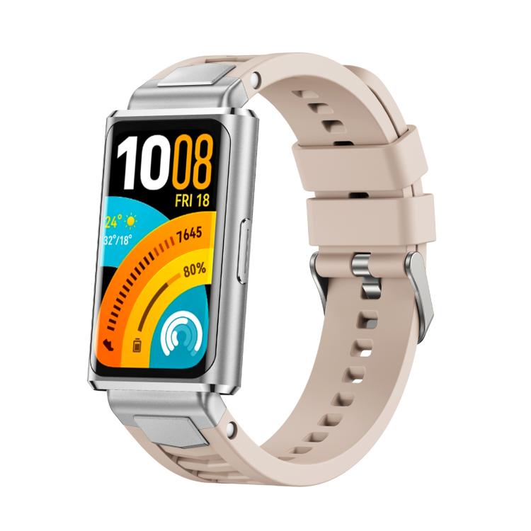 Cinturino per orologio in silicone con fibbia ad sgancio rapido in metallo e perno argentato., For Huawei Band 11 / Band 11 Pro