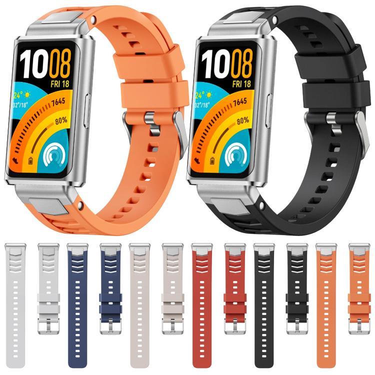 Cinturino per orologio in silicone con fibbia ad sgancio rapido in metallo e perno argentato., For Huawei Band 11 / Band 11 Pro