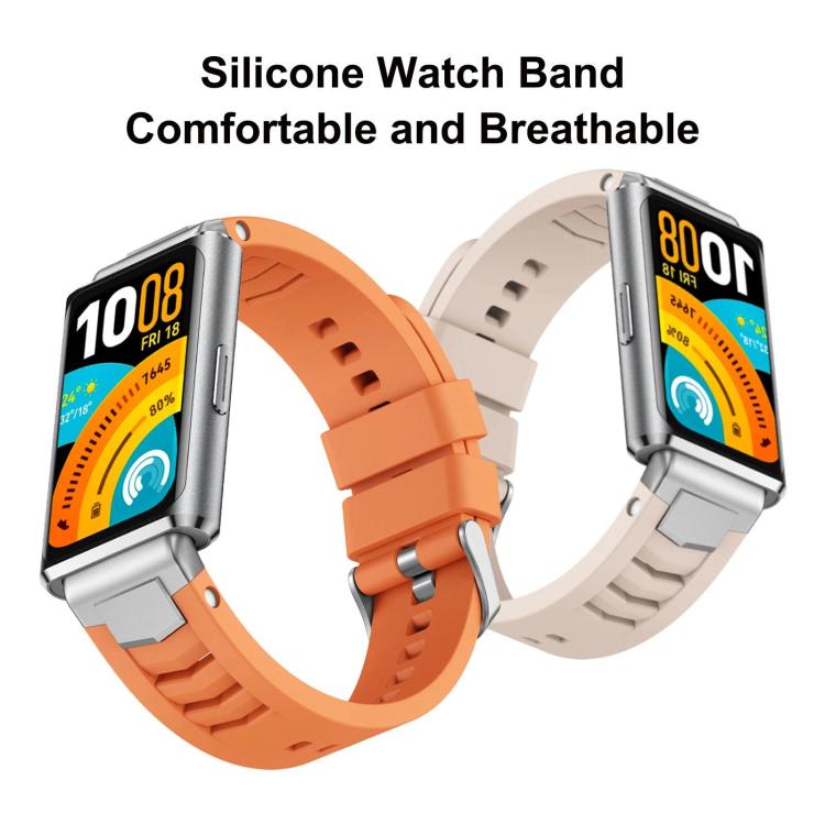 Cinturino per orologio in silicone con fibbia ad sgancio rapido in metallo e perno argentato., For Huawei Band 11 / Band 11 Pro