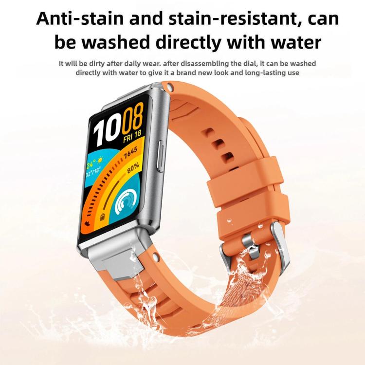 Cinturino per orologio in silicone con fibbia ad sgancio rapido in metallo e perno argentato., For Huawei Band 11 / Band 11 Pro