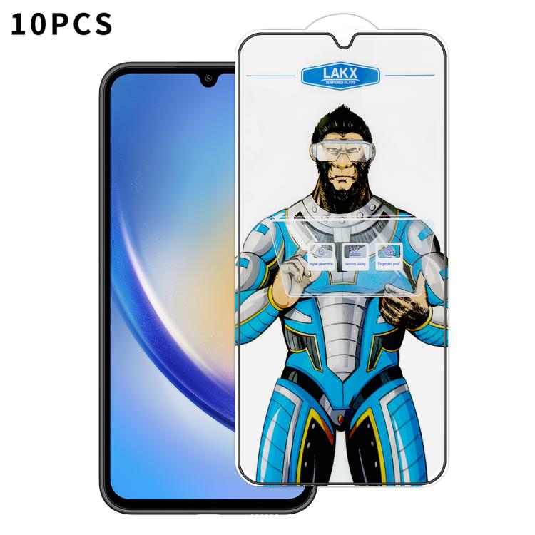 10 pezzi Pellicola in vetro temperato elettrolitico anti-impronta e antistatica Blue Gorilla per serigrafia HD, For Samsung Galaxy A35 5G, For Samsung Galaxy S24 Ultra 5G, For Samsung Galaxy S24+ 5G, For Samsung Galaxy S24 5G, For Samsung Galaxy A15   ...