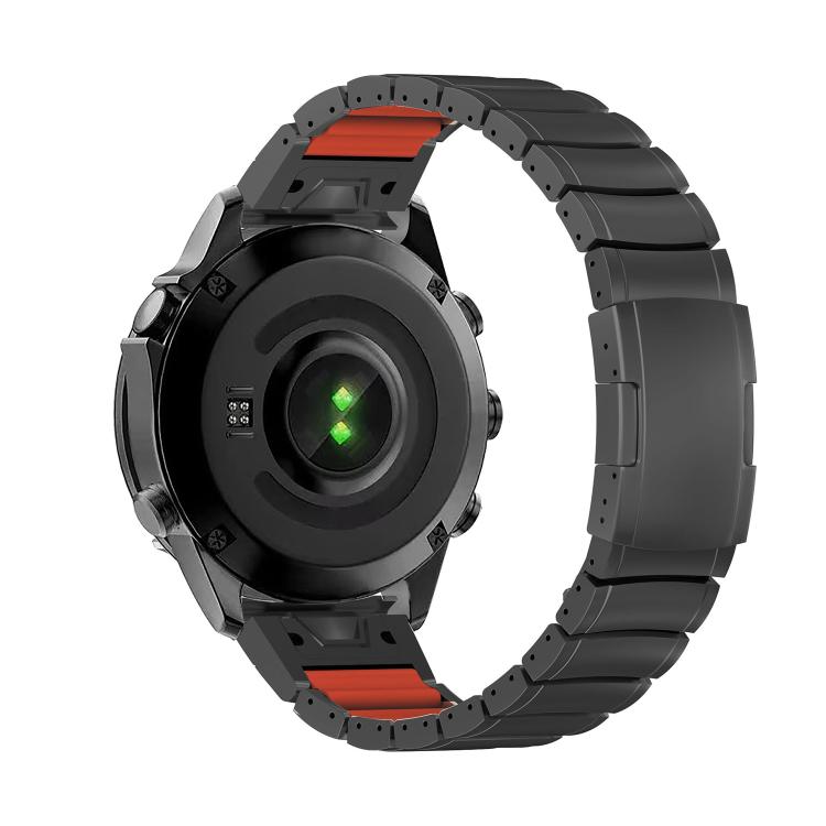 Cinturino per orologio in lega di titanio e silicone con fibbia a tartaruga e perlina singola, For Garmin 26mm, For Garmin 22mm