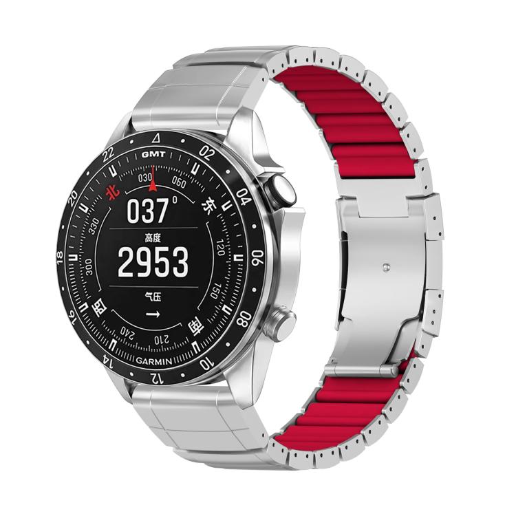Cinturino per orologio in lega di titanio e silicone con fibbia a tartaruga e perlina singola, For Garmin 26mm, For Garmin 22mm