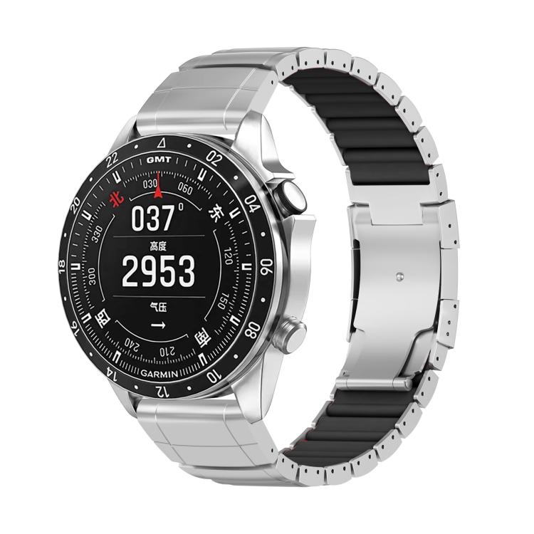 Cinturino per orologio in lega di titanio e silicone con fibbia a tartaruga e perlina singola, For Garmin 26mm, For Garmin 22mm