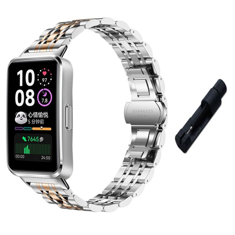 Cinturino per orologio in acciaio inossidabile con chiusura a farfalla a sette perline e strumento di rimozione., For Huawei Watch Band 11 / Band 11 Pro