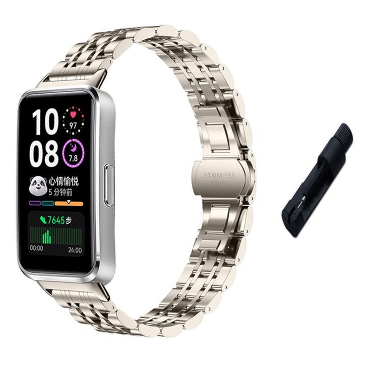 Cinturino per orologio in acciaio inossidabile con chiusura a farfalla a sette perline e strumento di rimozione., For Huawei Watch Band 11 / Band 11 Pro