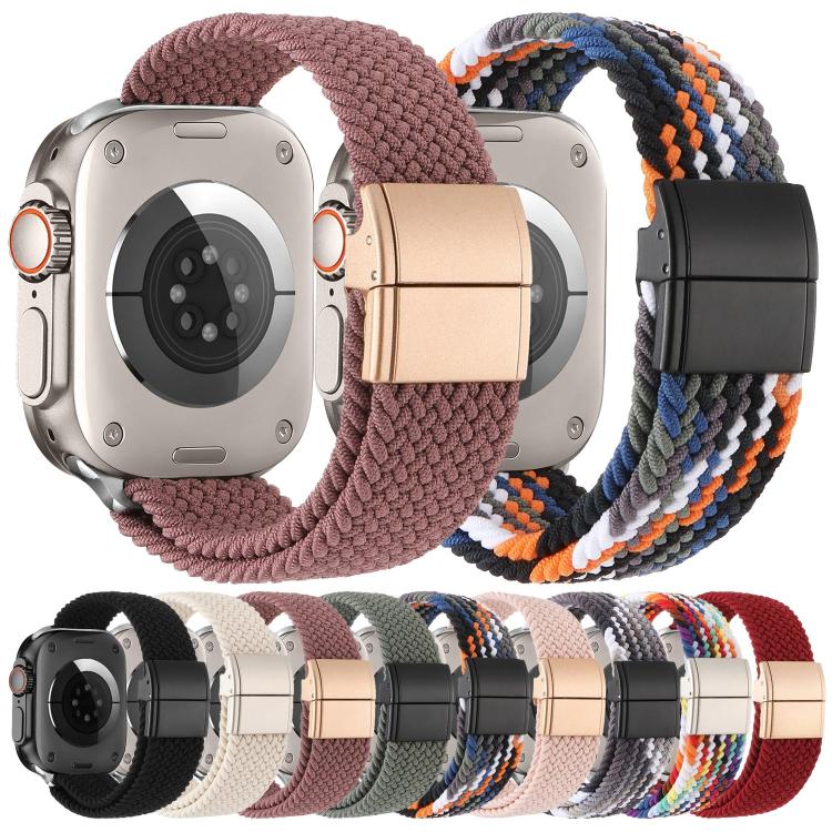 Cinturino per orologio in nylon intrecciato con fibbia in metallo e chiusura magnetica., For Apple Watch 49mm / 46mm / 45mm / 44mm, For Apple Watch 42mm / 41mm / 40mm / 38mm