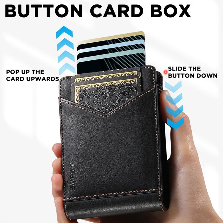 Portafoglio multi-scomparto per carte Suteni con motivo a cera d'olio.