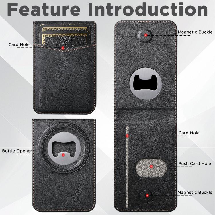Apribottiglie Suteni S5, porta carte magnetico con fessura per carte