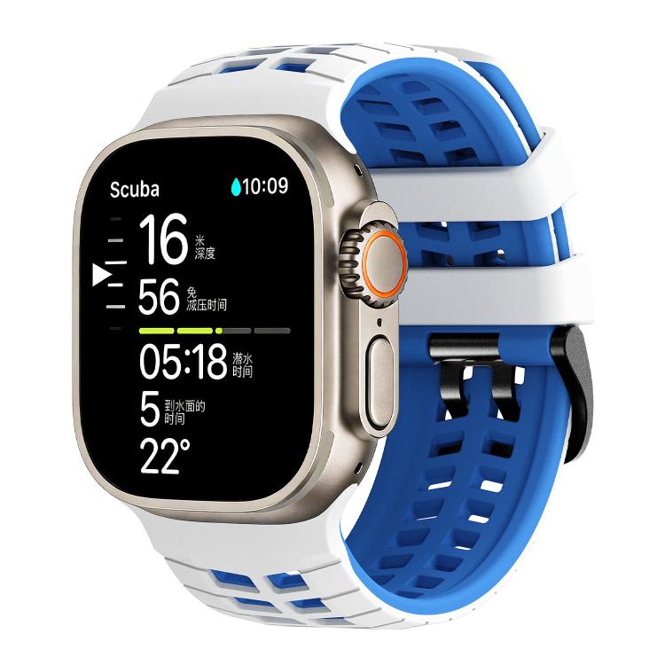 Cinturino per orologio in silicone con doppia foratura e texture a pneumatico bicolore., For Apple Watch 49mm / 46mm / 45mm / 44mm