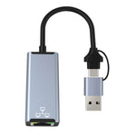 HC-72S USB-C / USB-A to RJ45 Ethernet Adapter 100Mbps Network Converter, HC-72S