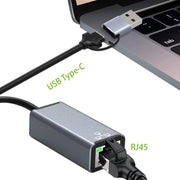 HC-72S USB-C / USB-A to RJ45 Ethernet Adapter 100Mbps Network Converter, HC-72S