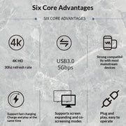 HC-04D 5 in 1 Docking Station Type-C to 4K HD USB3.0 / 2.0 Splitter Adapter USB-C Hub, HC-04D