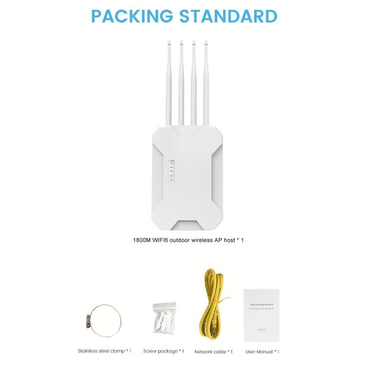 Access point wireless per esterni WiFi 6 HW1800S, router Gigabit dual band impermeabile da 1800 Mbps., US Plug, EU Plug, UK Plug, AU Plug
