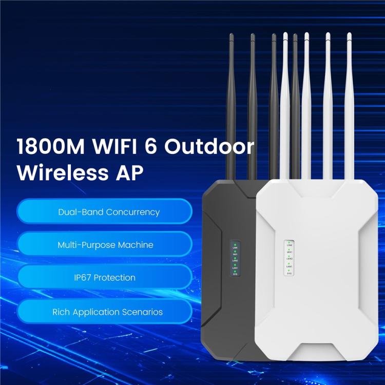 Access point wireless per esterni WiFi 6 HW1800S, router Gigabit dual band impermeabile da 1800 Mbps., US Plug, EU Plug, UK Plug, AU Plug