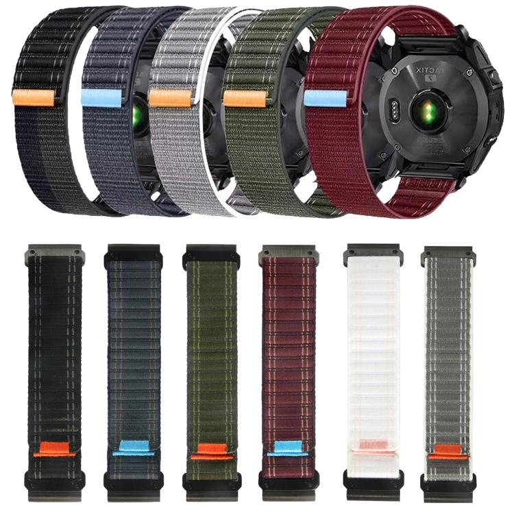 Cinturino per orologio in nylon con texture ondulata e chiusura a strappo a sgancio rapido., For Garmin 26mm, For Garmin 22mm