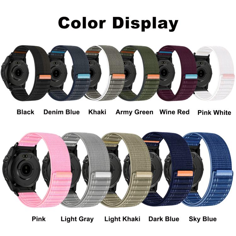 Cinturino per orologio in nylon con texture ondulata e chiusura a strappo a sgancio rapido., For Garmin 26mm, For Garmin 22mm