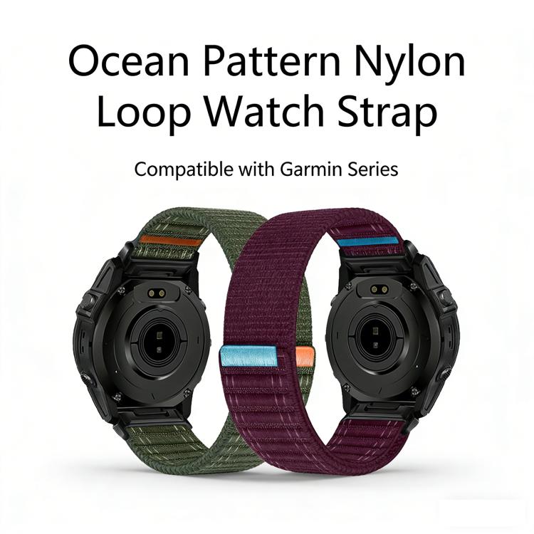 Cinturino per orologio in nylon con texture ondulata e chiusura a strappo a sgancio rapido., For Garmin 20mm