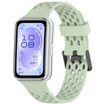 Cinturino per orologio in silicone traspirante con doppia fibbia a forma di U perforata., For Huawei Band 11 / Band 11 Pro