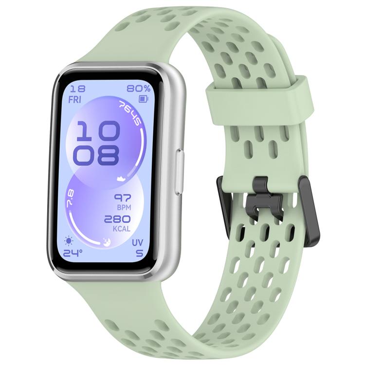 Cinturino per orologio in silicone traspirante con doppia fibbia a forma di U perforata., For Huawei Band 11 / Band 11 Pro
