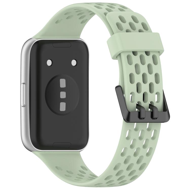 Cinturino per orologio in silicone traspirante con doppia fibbia a forma di U perforata., For Huawei Band 11 / Band 11 Pro