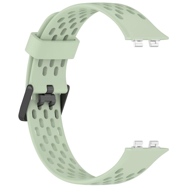 Cinturino per orologio in silicone traspirante con doppia fibbia a forma di U perforata., For Huawei Band 11 / Band 11 Pro