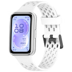 Cinturino per orologio in silicone traspirante con doppia fibbia a forma di U perforata., For Huawei Band 11 / Band 11 Pro