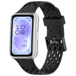 Cinturino per orologio in silicone traspirante con doppia fibbia a forma di U perforata., For Huawei Band 11 / Band 11 Pro