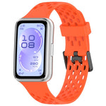 Cinturino per orologio in silicone traspirante con doppia fibbia a forma di U perforata., For Huawei Band 11 / Band 11 Pro
