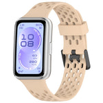 Cinturino per orologio in silicone traspirante con doppia fibbia a forma di U perforata., For Huawei Band 11 / Band 11 Pro