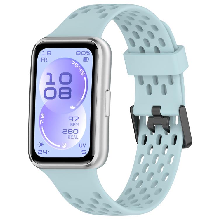Cinturino per orologio in silicone traspirante con doppia fibbia a forma di U perforata., For Huawei Band 11 / Band 11 Pro
