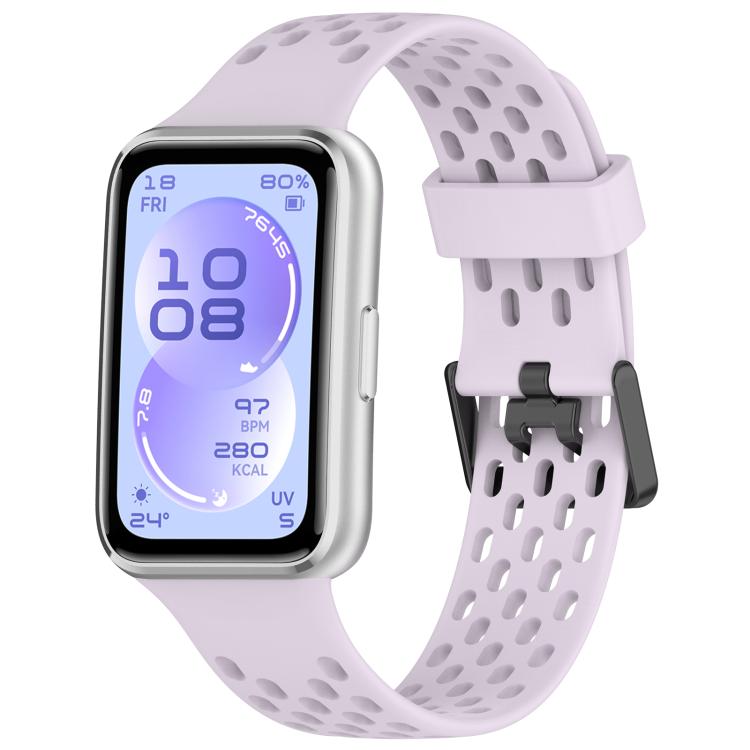 Cinturino per orologio in silicone traspirante con doppia fibbia a forma di U perforata., For Huawei Band 11 / Band 11 Pro