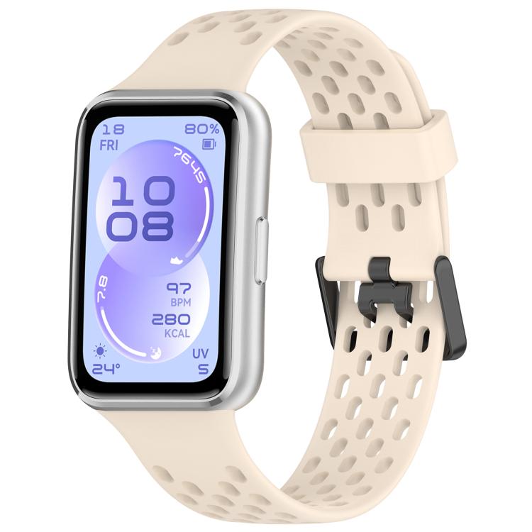 Cinturino per orologio in silicone traspirante con doppia fibbia a forma di U perforata., For Huawei Band 11 / Band 11 Pro