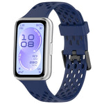 Cinturino per orologio in silicone traspirante con doppia fibbia a forma di U perforata., For Huawei Band 11 / Band 11 Pro