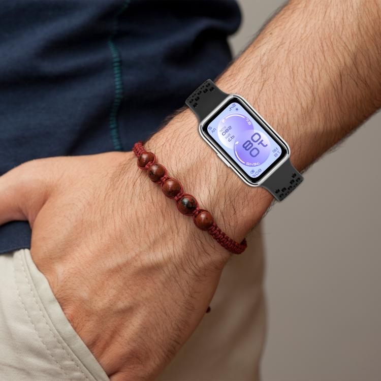 Cinturino per orologio in silicone traspirante con doppia fibbia a forma di U perforata., For Huawei Band 11 / Band 11 Pro