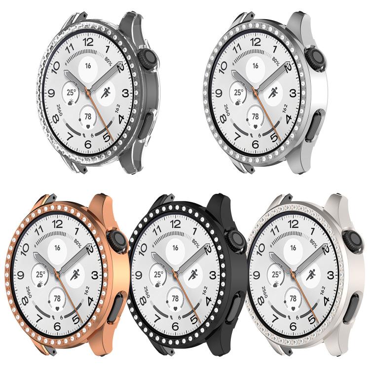 Custodia protettiva per orologio in policarbonato cavo con mezza copertura e fila singola di diamanti., For Xiaomi Watch S5 46mm