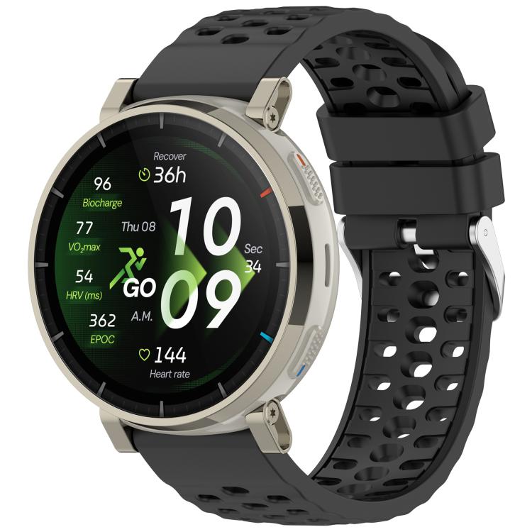 Cinturino per orologio in silicone tinta unita con fibbia ad ardiglione perforata., For Amazfit Active 3 Premium