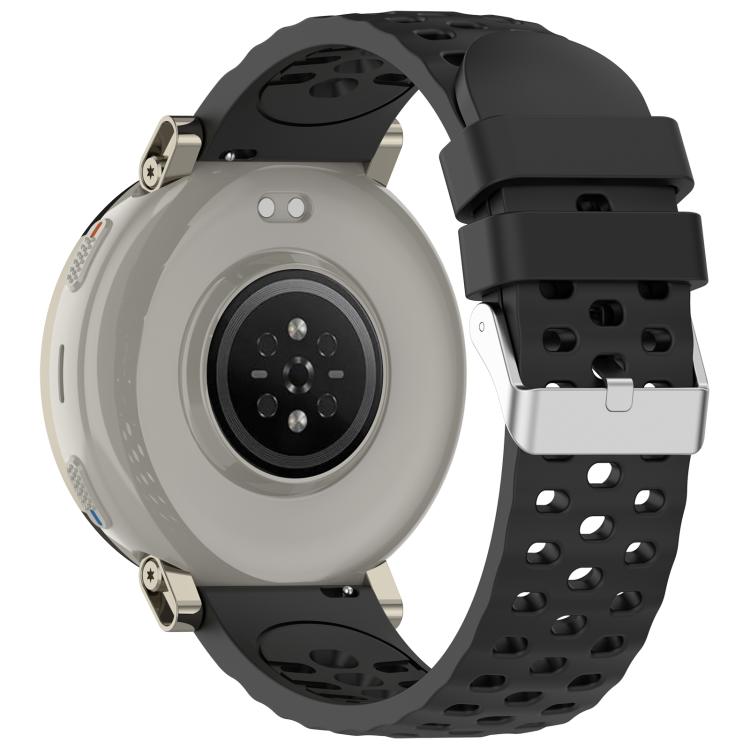 Cinturino per orologio in silicone tinta unita con fibbia ad ardiglione perforata., For Amazfit Active 3 Premium