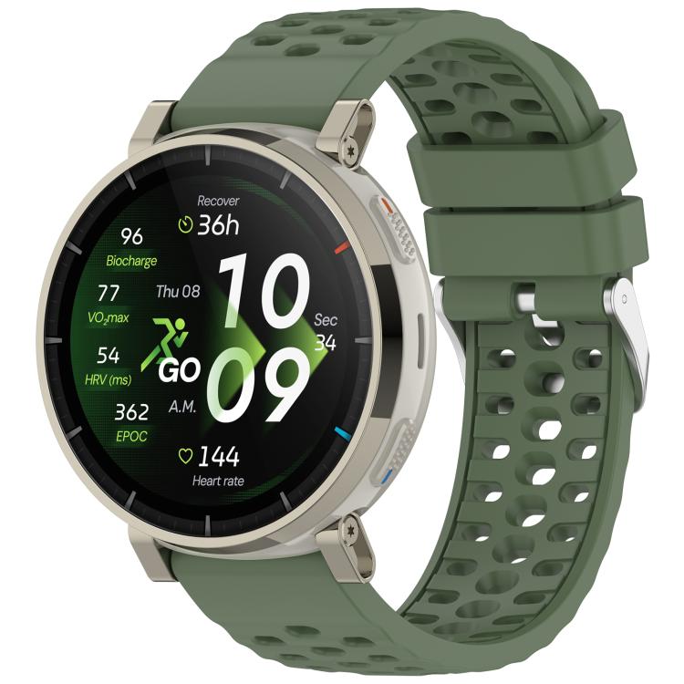 Cinturino per orologio in silicone tinta unita con fibbia ad ardiglione perforata., For Amazfit Active 3 Premium