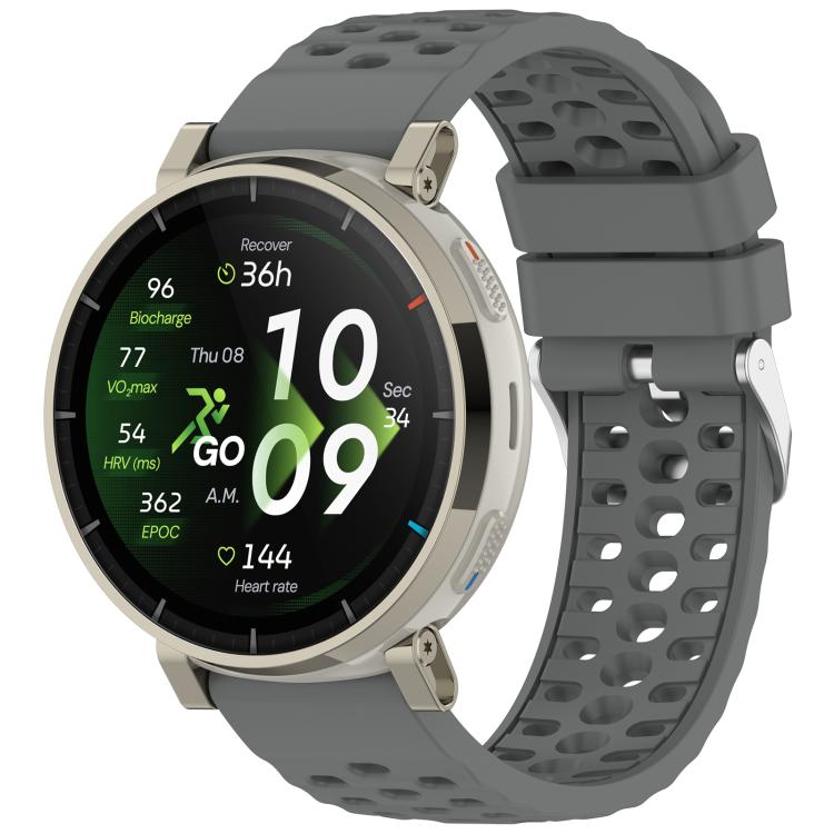 Cinturino per orologio in silicone tinta unita con fibbia ad ardiglione perforata., For Amazfit Active 3 Premium