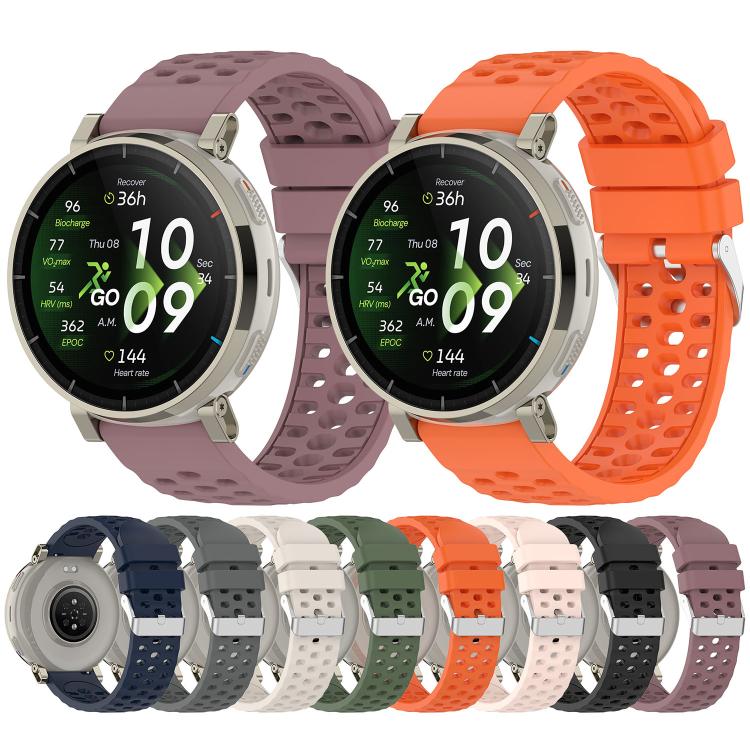 Cinturino per orologio in silicone tinta unita con fibbia ad ardiglione perforata., For Amazfit Active 3 Premium