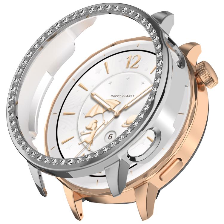 Custodia protettiva per orologio in policarbonato cavo con mezza copertura e fila singola di diamanti., For OnePlus Watch 4