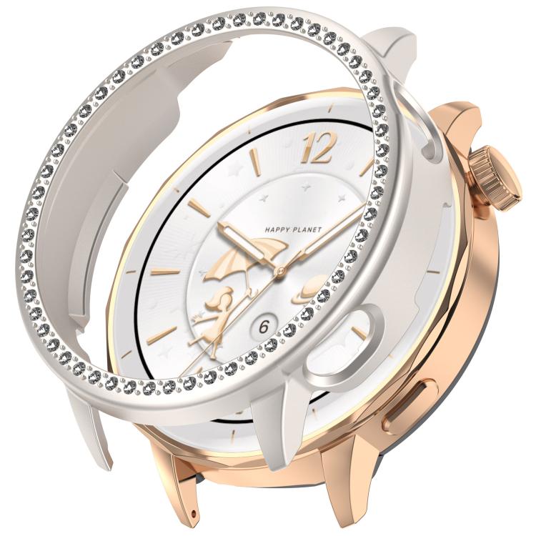 Custodia protettiva per orologio in policarbonato cavo con mezza copertura e fila singola di diamanti., For OnePlus Watch 4