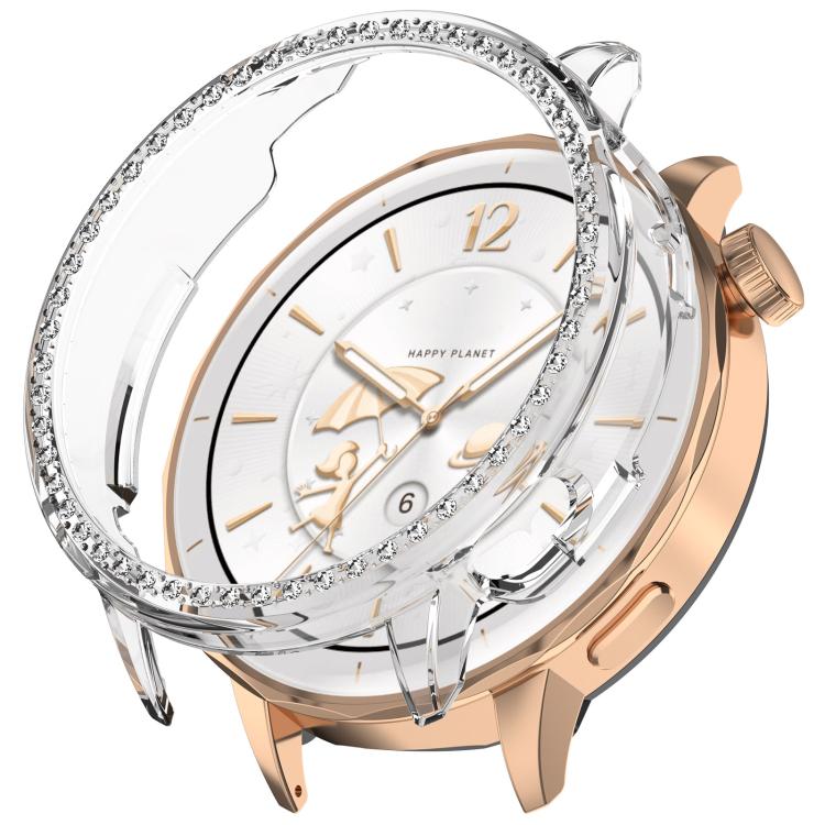 Custodia protettiva per orologio in policarbonato cavo con mezza copertura e fila singola di diamanti., For OnePlus Watch 4