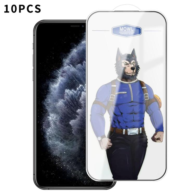 10 pellicole in vetro temperato HD antideflagranti e anti-impronta MOWL, For iPhone 11 Pro