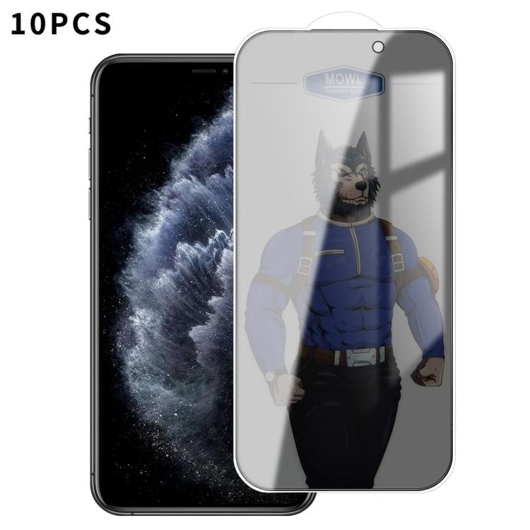 10 pezzi MOWL Pellicola in vetro temperato antideflagrante e anti-impronta per la privacy, For iPhone 11 Pro